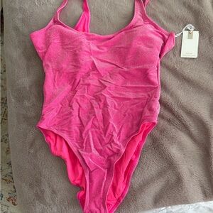 Good American Pink Shimmer Swimsuit